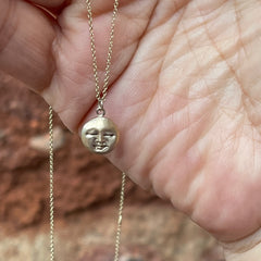 Solid Gold Tiny Moonface Pendant