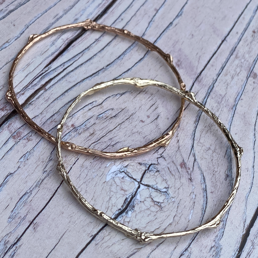 Solid Gold Stackable Rose Twig Bangle