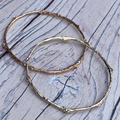 Solid Gold Stackable Rose Twig Bangle