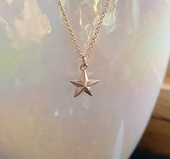 Solid Rose Gold Dainty Star Necklace