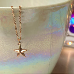 Solid Rose Gold Dainty Star Necklace