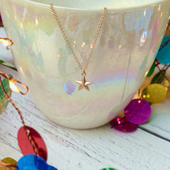 Solid Rose Gold Dainty Star Necklace
