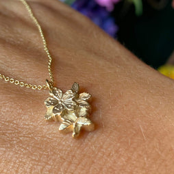 Solid Gold Cherry Blossom Pendant - Sakura Pendant