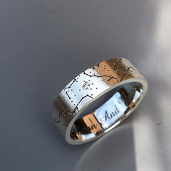 Women's star map ring with diamonds