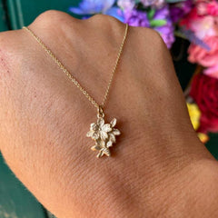 Solid Gold Cherry Blossom Pendant - Sakura Pendant