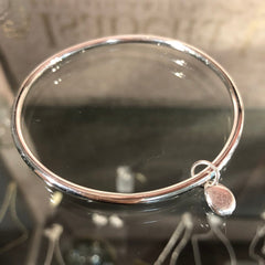 Solid Gold Bangle with Brixham Pebble Charm