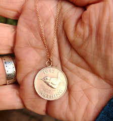 Solid Gold English Farthing Necklace