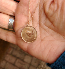 Solid Gold English Farthing Necklace