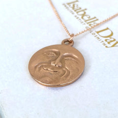 Solid gold man in the moon hand made necklace, La Luna charm