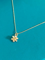 Solid gold tiny daffodil necklace