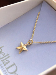 Tiny dainty solid gold star necklace - who is your star?