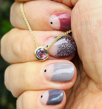 Pastel sapphire sliding solitaire necklace