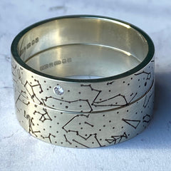 Women's star map ring with diamonds