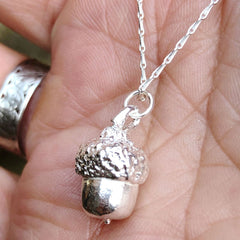 Solid Silver Acorn Necklace