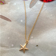 Solid Rose Gold Dainty Star Necklace