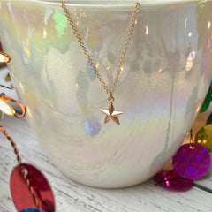 Solid Rose Gold Dainty Star Necklace