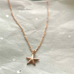 Solid Rose Gold Dainty Star Necklace