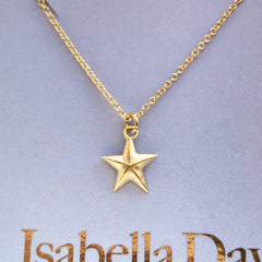 Tiny dainty solid gold star necklace - who is your star?